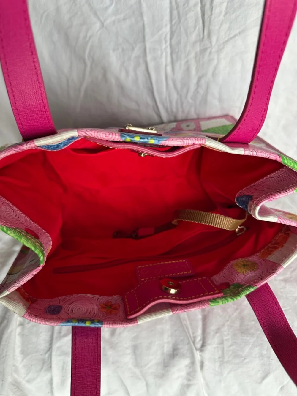 Pink Cupcake Print Tote Bag with Hot Pink Handles - Picture 6 of 10